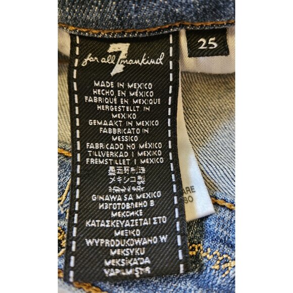 7 For All Mankind Women's Jeans Blue Size 25 Ankle Skinny Raw Hem Striped - Picture 12 of 13